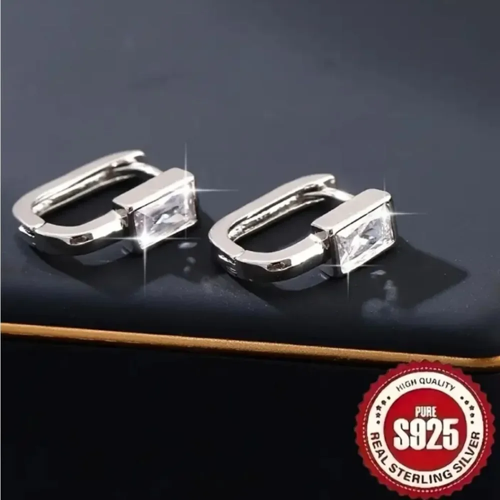Ladies 925 Sterling silver Simulated Diamonds Rarrings